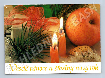 Pohlednice Vánoční motiv svíčky 1988 (M27222)