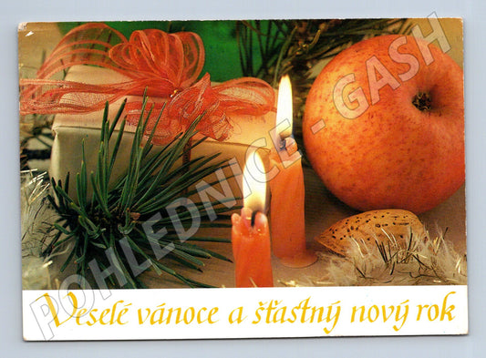 Pohlednice Vánoční motiv svíčky 1988 (M27222)