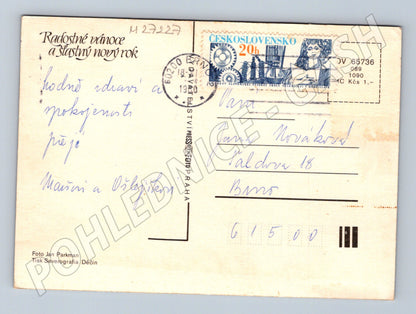 Pohlednice vánoční zátiší jablka ořechy 1970 (M27227)