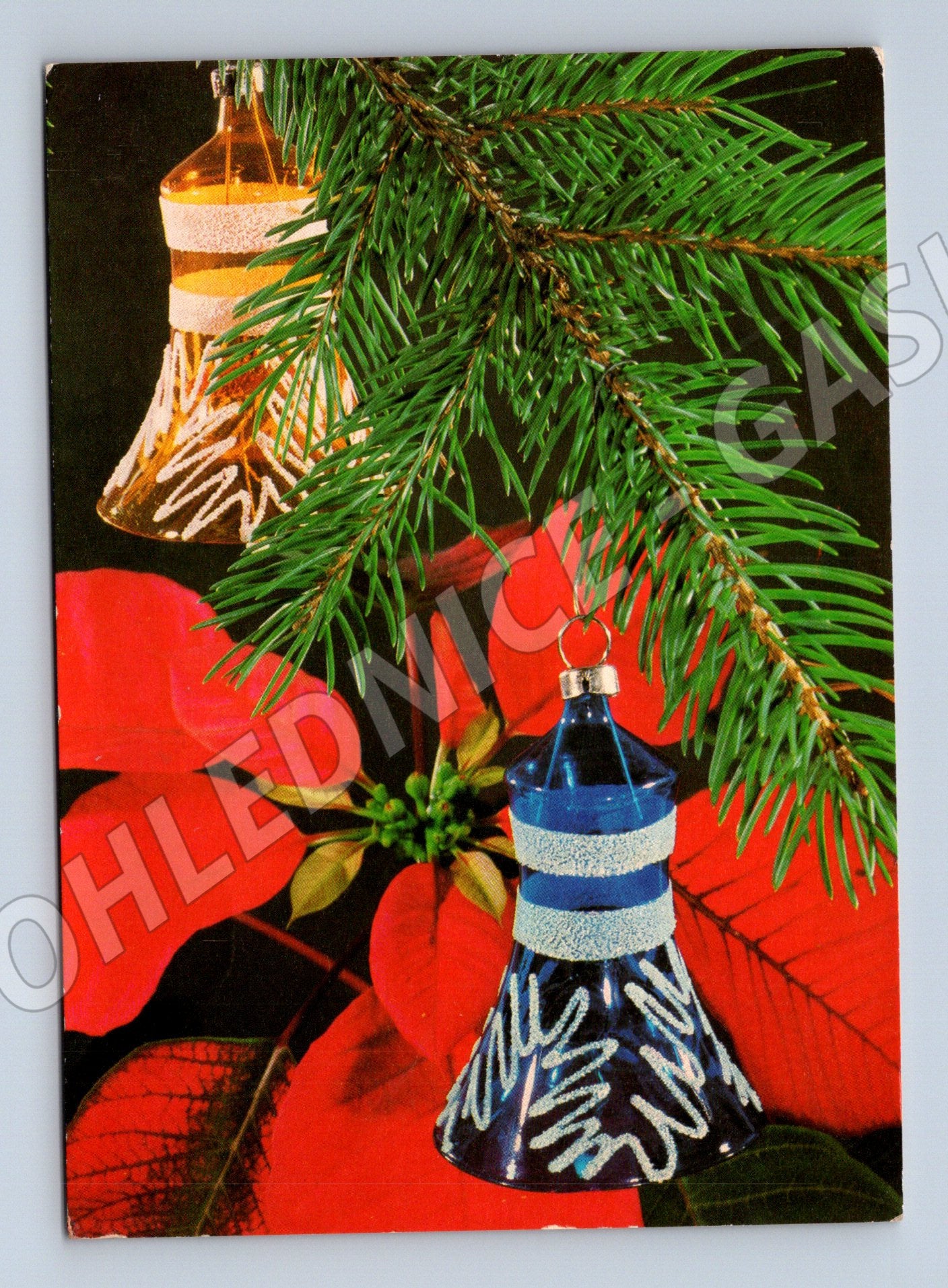 Pohlednice Vánoční motiv s ozdobami 1961 (M27228)