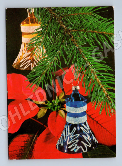 Pohlednice Vánoční motiv s ozdobami 1961 (M27228)