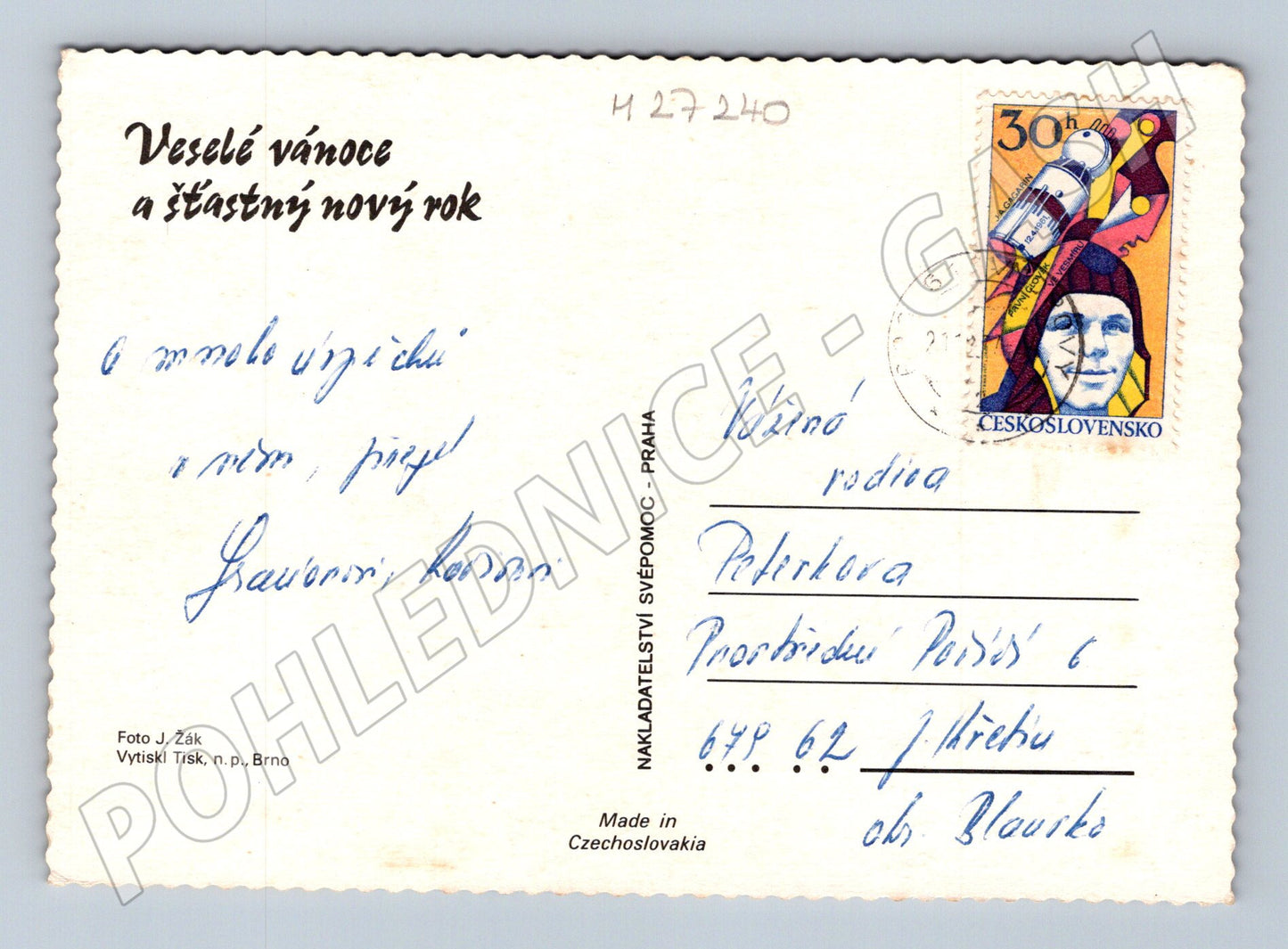 Pohlednice Vánoční zátiší ovoce ořechy 1970 (M27240)