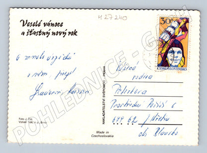 Pohlednice Vánoční zátiší ovoce ořechy 1970 (M27240)