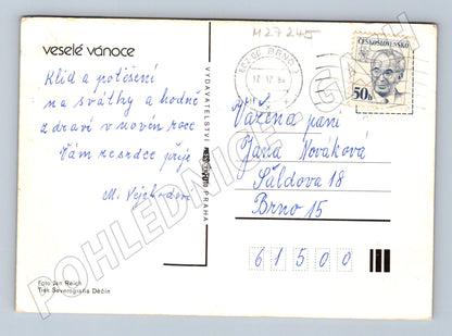 Pohlednice zátiší jablka ořechy Vánoce 1984 (M27245)
