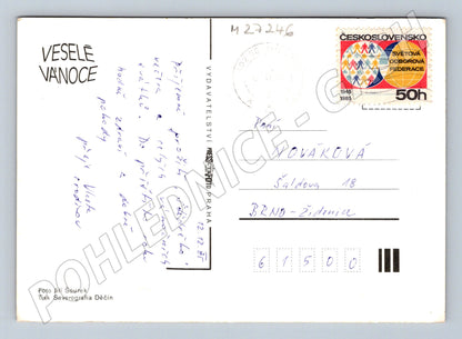 Pohlednice vánoční cesmína jablka 1985 (M27246)