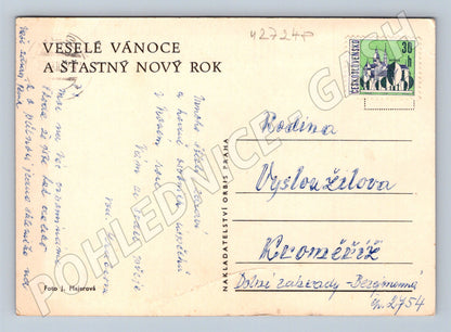 Pohlednice PF Cinzano láhev a sklenice Vánoce 1960s (M27248)