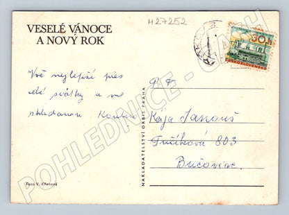 Pohlednice Vánoční s ovocem a svíčkami 1972 (M27252)