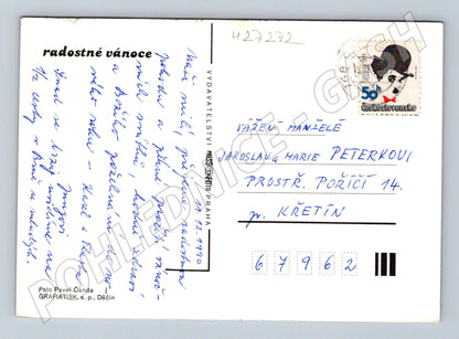 Pohlednice Vánoční motiv cukroví svíčky 1990 (M27272)