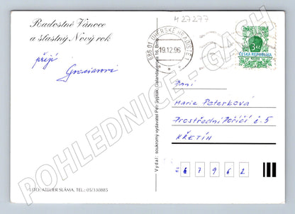 Pohlednice Vánoční svíčka a betlém 1996 (M27277)