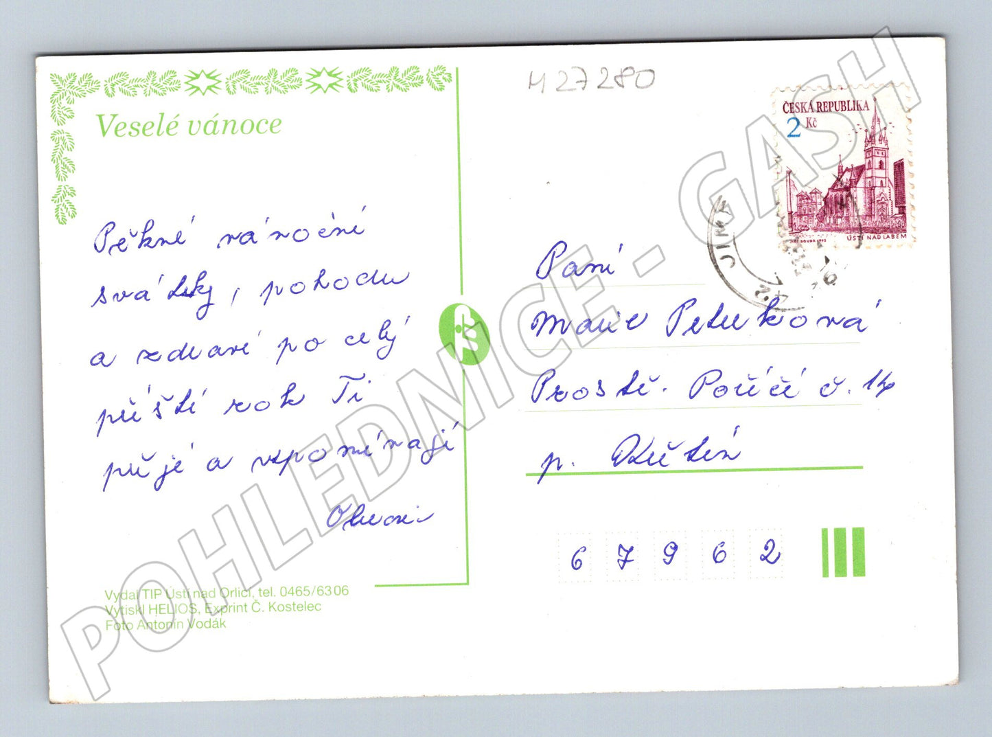 Pohlednice Vánoční motiv pomeranče a cukroví (M27280)