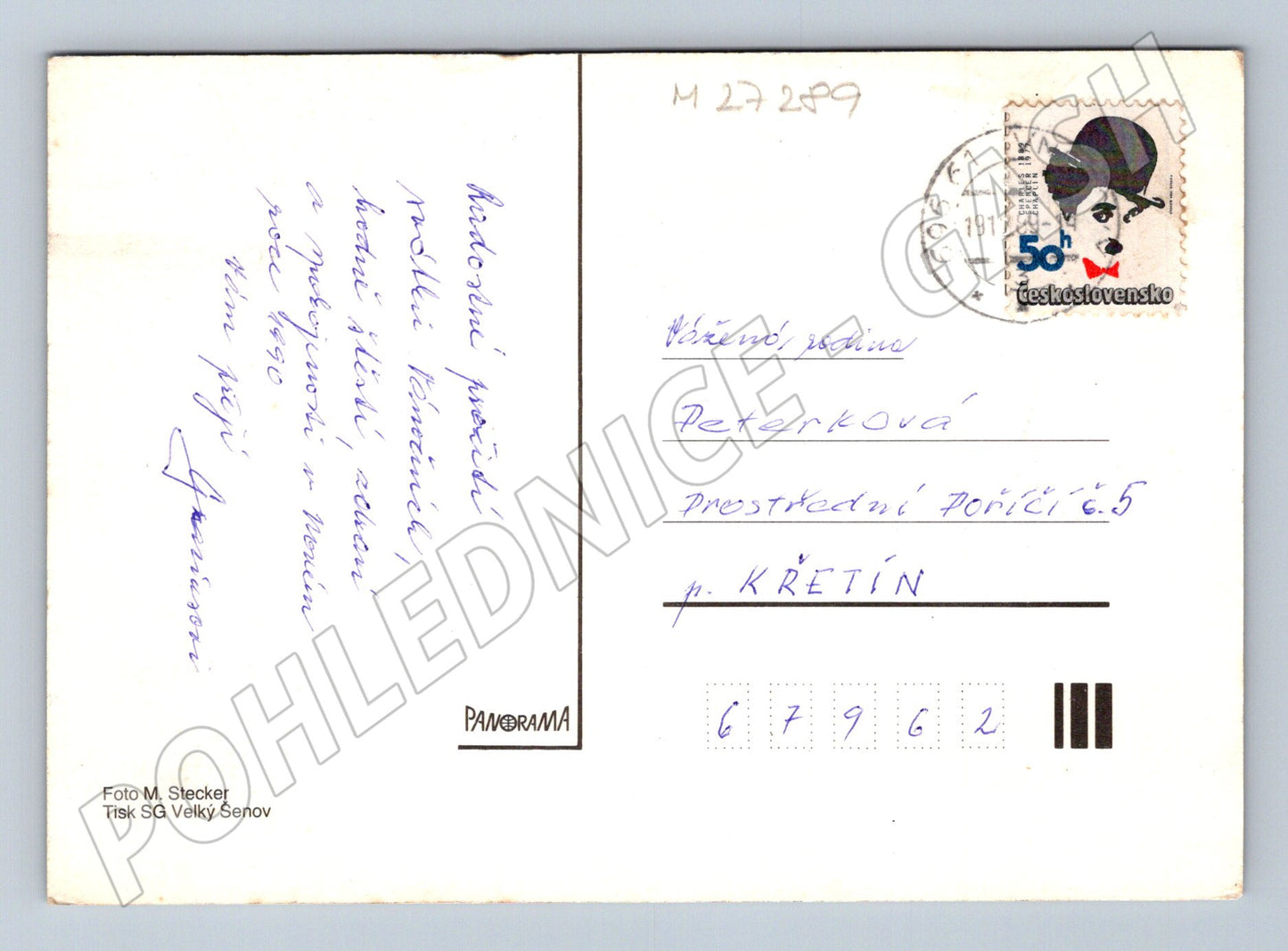 Pohlednice Československo Novoroční motiv hrozny 1990 (M27289)