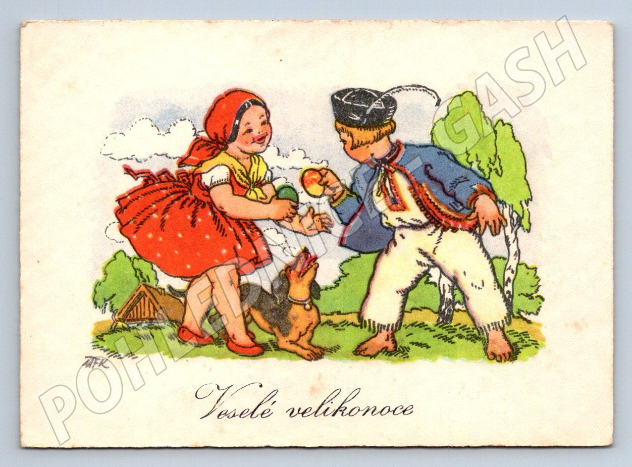 Pohlednice lidový motiv a kroje Velikonoce (M2729)