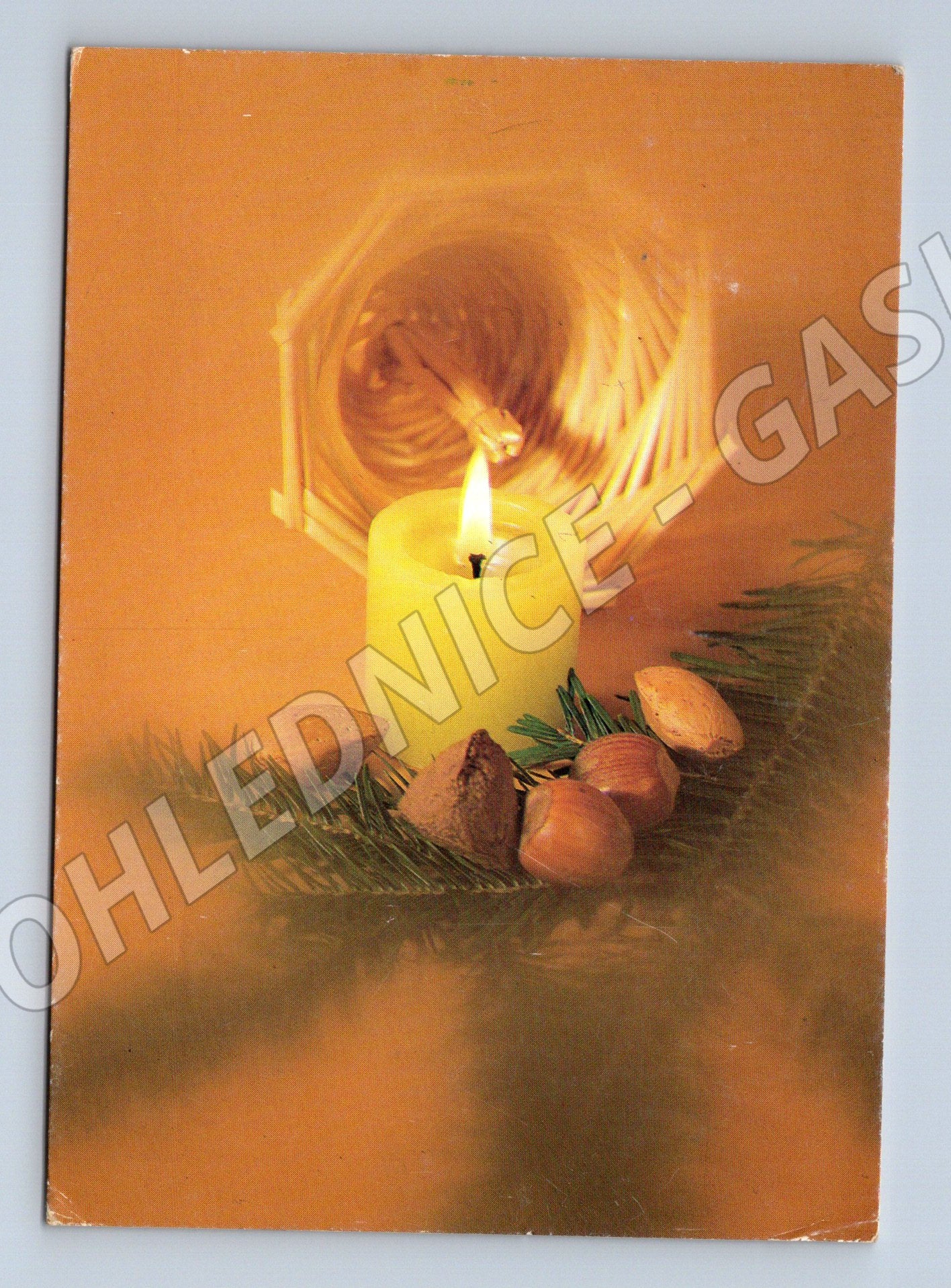 Pohlednice Vánoční svíčka ořechy 1989 (M27290)