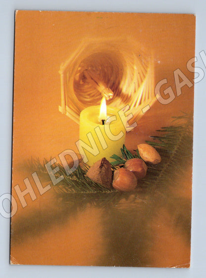 Pohlednice Vánoční svíčka ořechy 1989 (M27290)