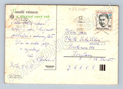 Pohlednice vánoční svíčka ozdoba 1963 (M27295)