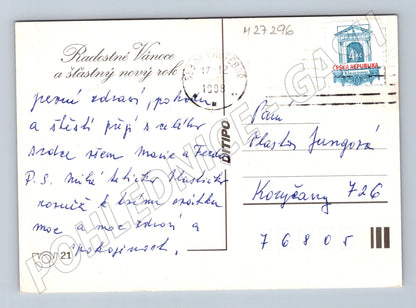 Pohlednice Vánoční zimní okna stromeček 1999 (M27296)