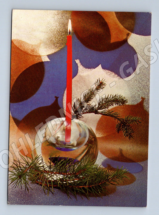 Pohlednice Vánoční motiv borovicové větve 1982 (M27298)