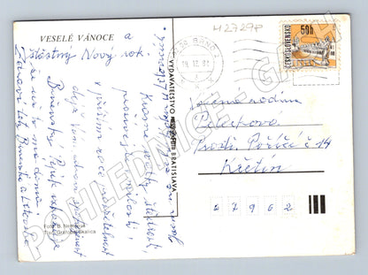 Pohlednice Vánoční motiv borovicové větve 1982 (M27298)