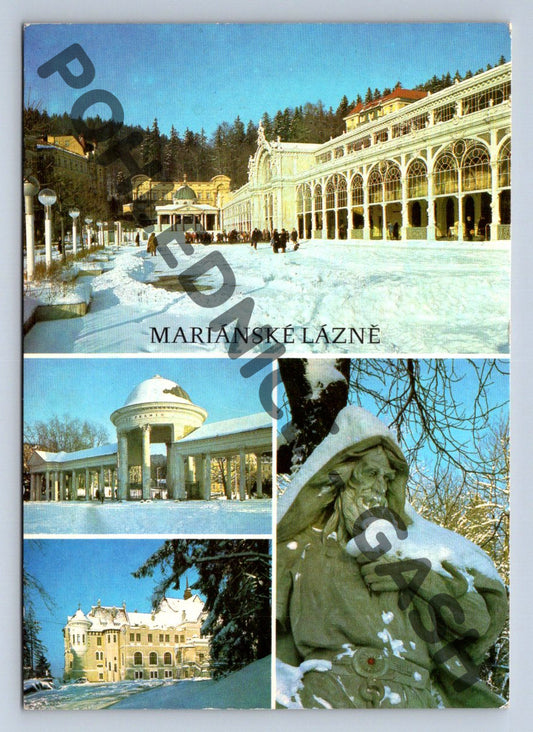 Pohlednice Mariánské Lázně – zimní pohlednice, koláž, ČSR (M273)