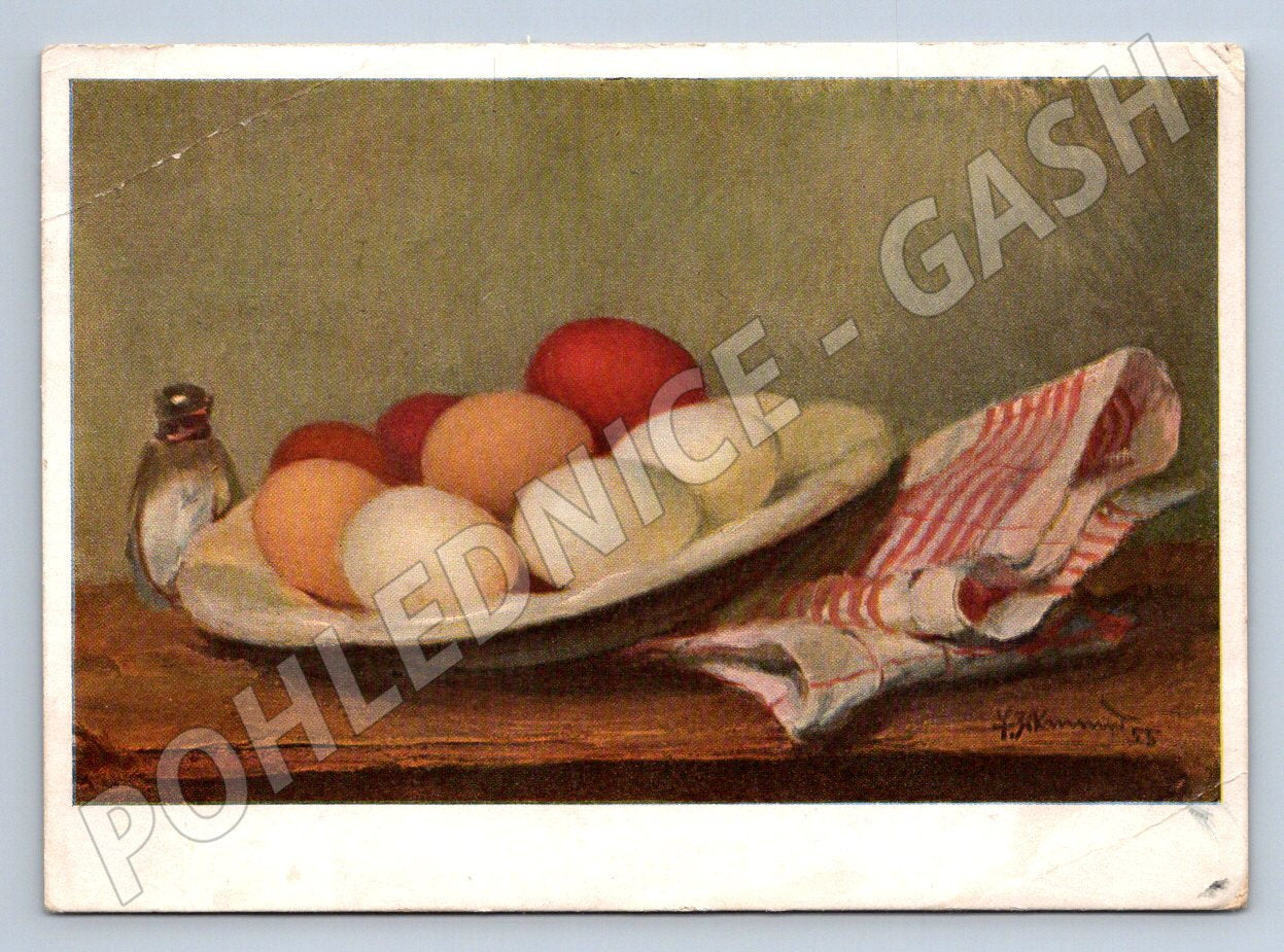 Pohlednice barevná vejce F Zikmund 1955 (M2730)