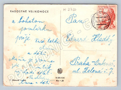 Pohlednice barevná vejce F Zikmund 1955 (M2730)