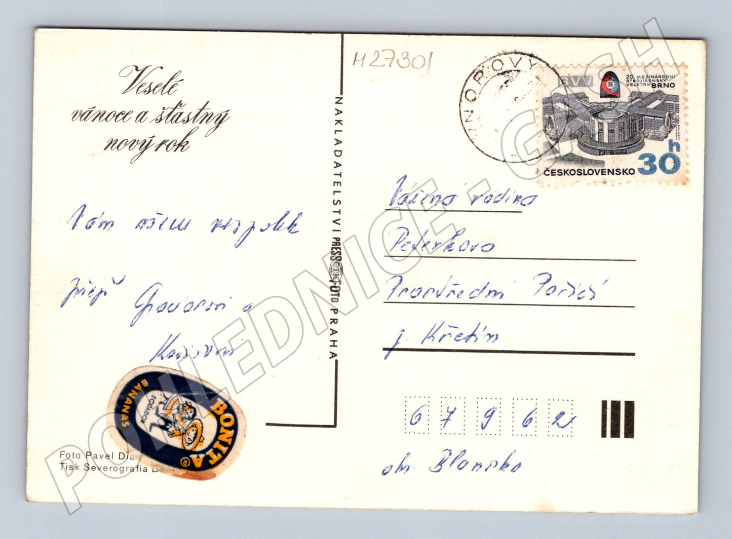 Pohlednice Vánoce Nový rok svícen 1968 (M27301)
