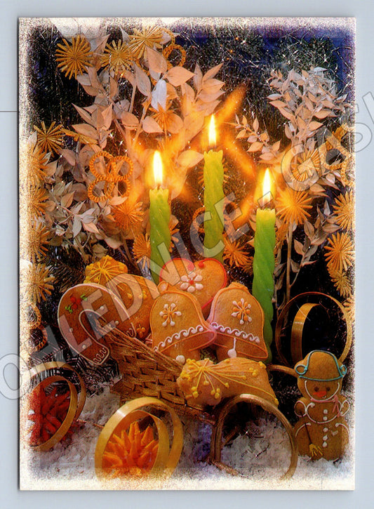 Pohlednice vánoční motiv svíčky perníčky 2003 (M27302)