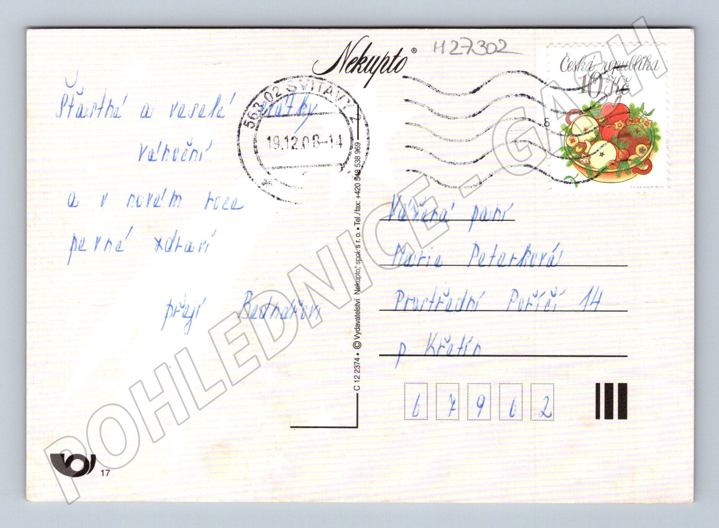 Pohlednice vánoční motiv svíčky perníčky 2003 (M27302)