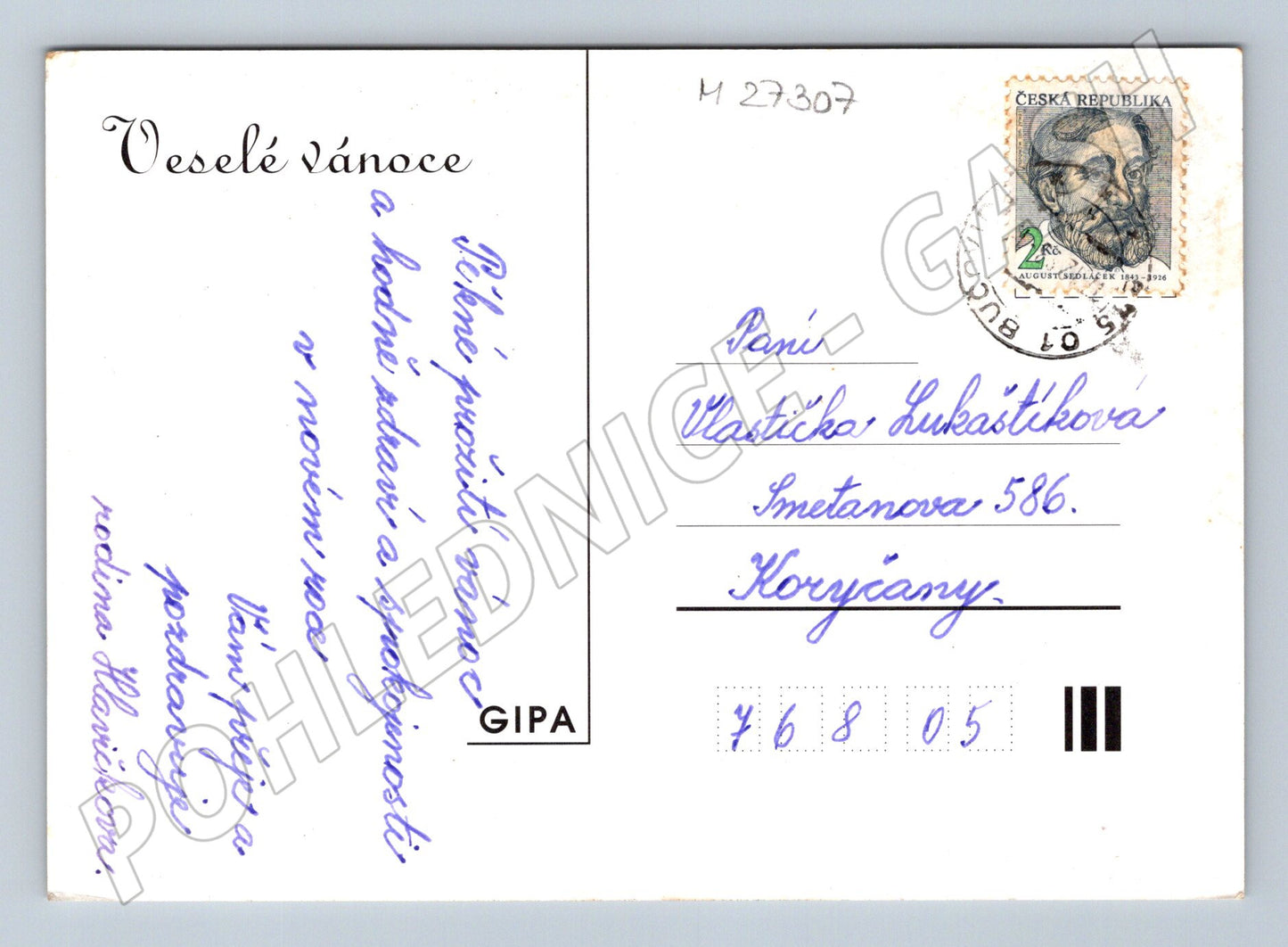 Pohlednice Vánoce zimní krajina chaloupka (M27307)