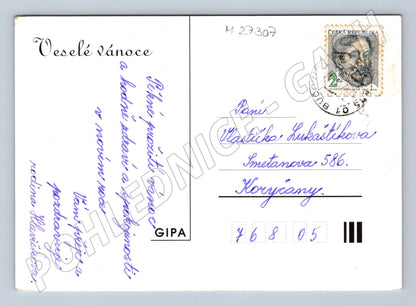 Pohlednice Vánoce zimní krajina chaloupka (M27307)