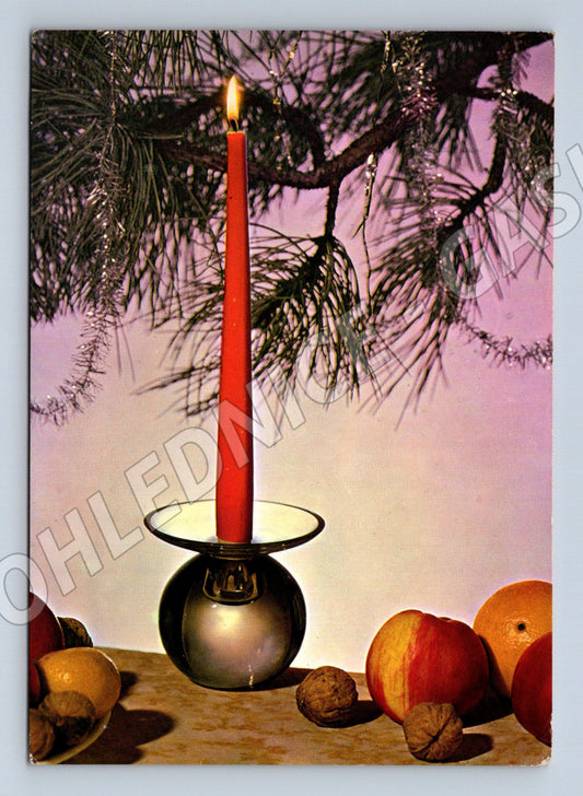 Pohlednice Vánoční svíce a stromek 1967 (M27309)