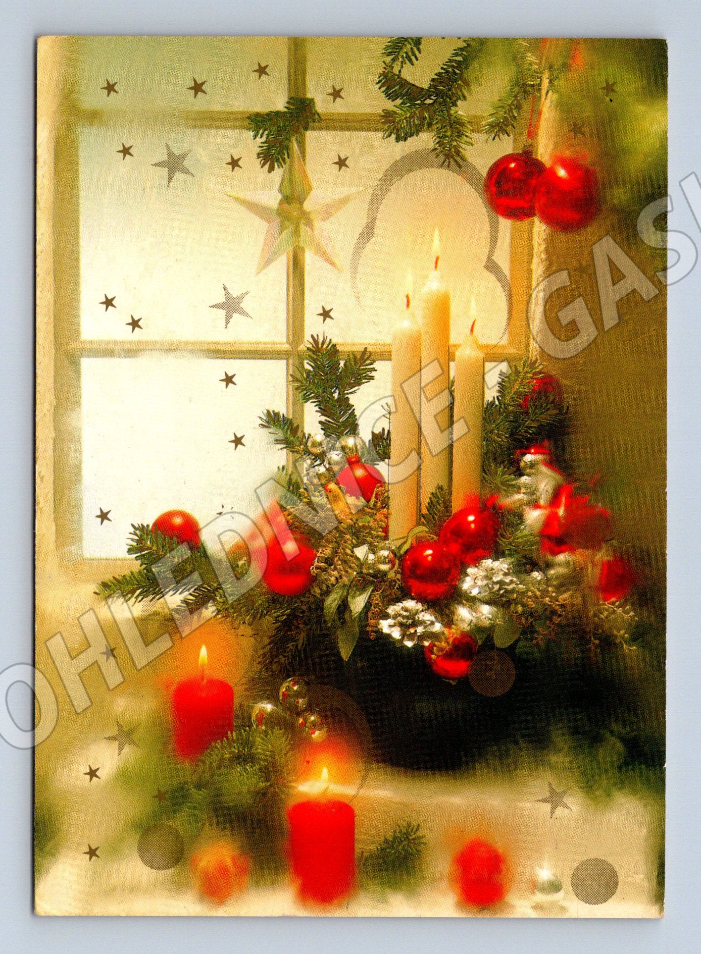Pohlednice Vánoční motiv svíčky a dekorace 1999 (M27312)
