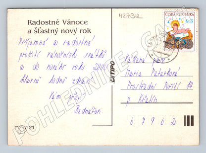 Pohlednice Vánoční motiv svíčky a dekorace 1999 (M27312)
