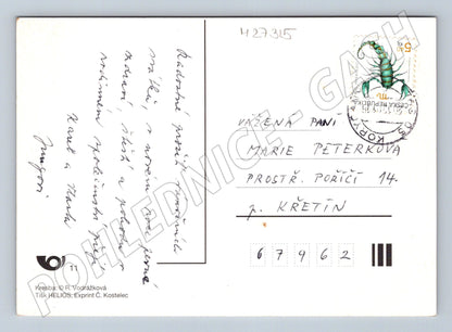 Pohlednice vánoční motiv zimní vesnice 1995 (M27315)