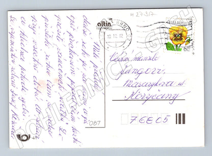 Pohlednice Vánoční scéna kočár v zimě 2002 (M27317)