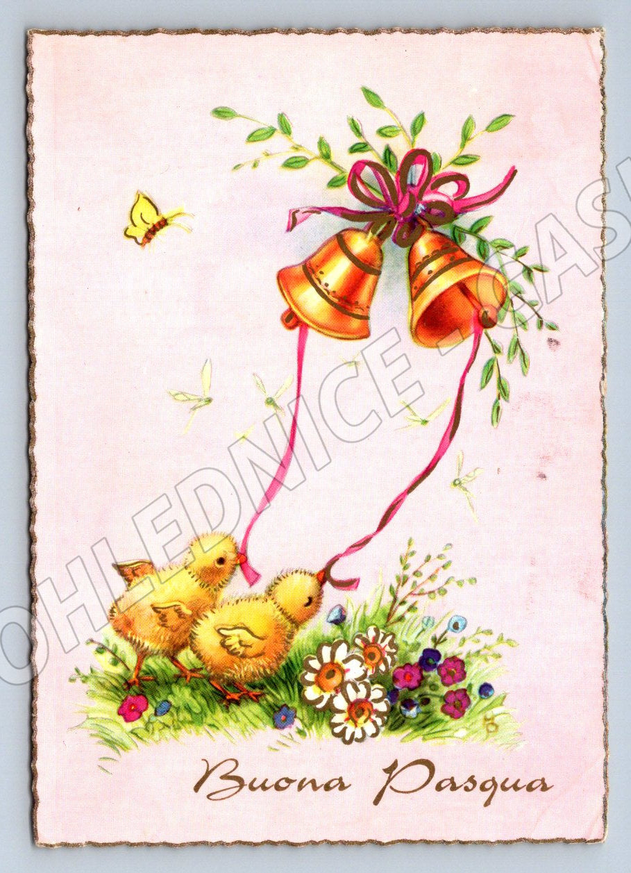Pohlednice kuřátka zvonky Buona Pasqua (M2733)