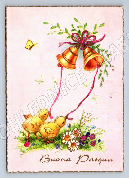 Pohlednice kuřátka zvonky Buona Pasqua (M2733)