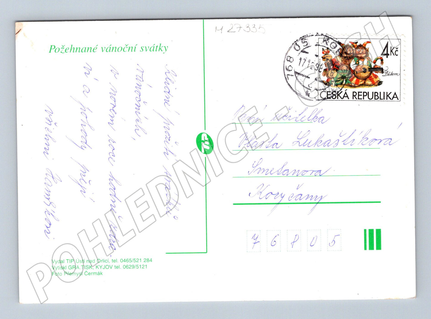 Pohlednice Vánoční chalupa zasněžená 1998 (M27335)