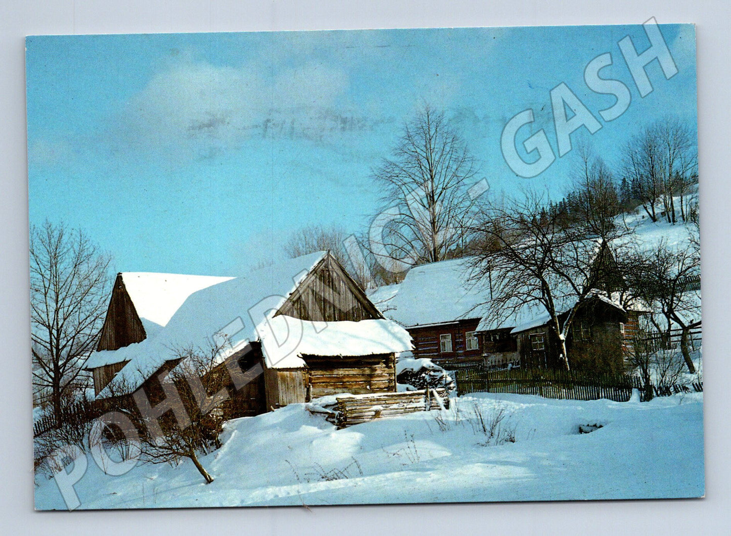 Pohlednice Slovensko zimní chalupy 1987 (M27336)