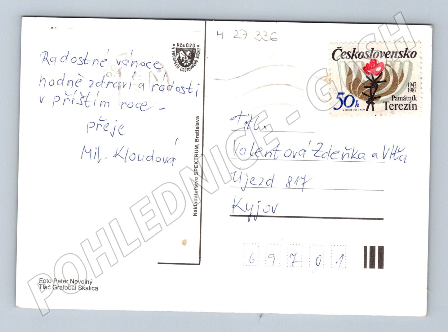 Pohlednice Slovensko zimní chalupy 1987 (M27336)