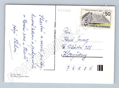 Pohlednice Vánoce zimní krajina cca 1970 (M27337)
