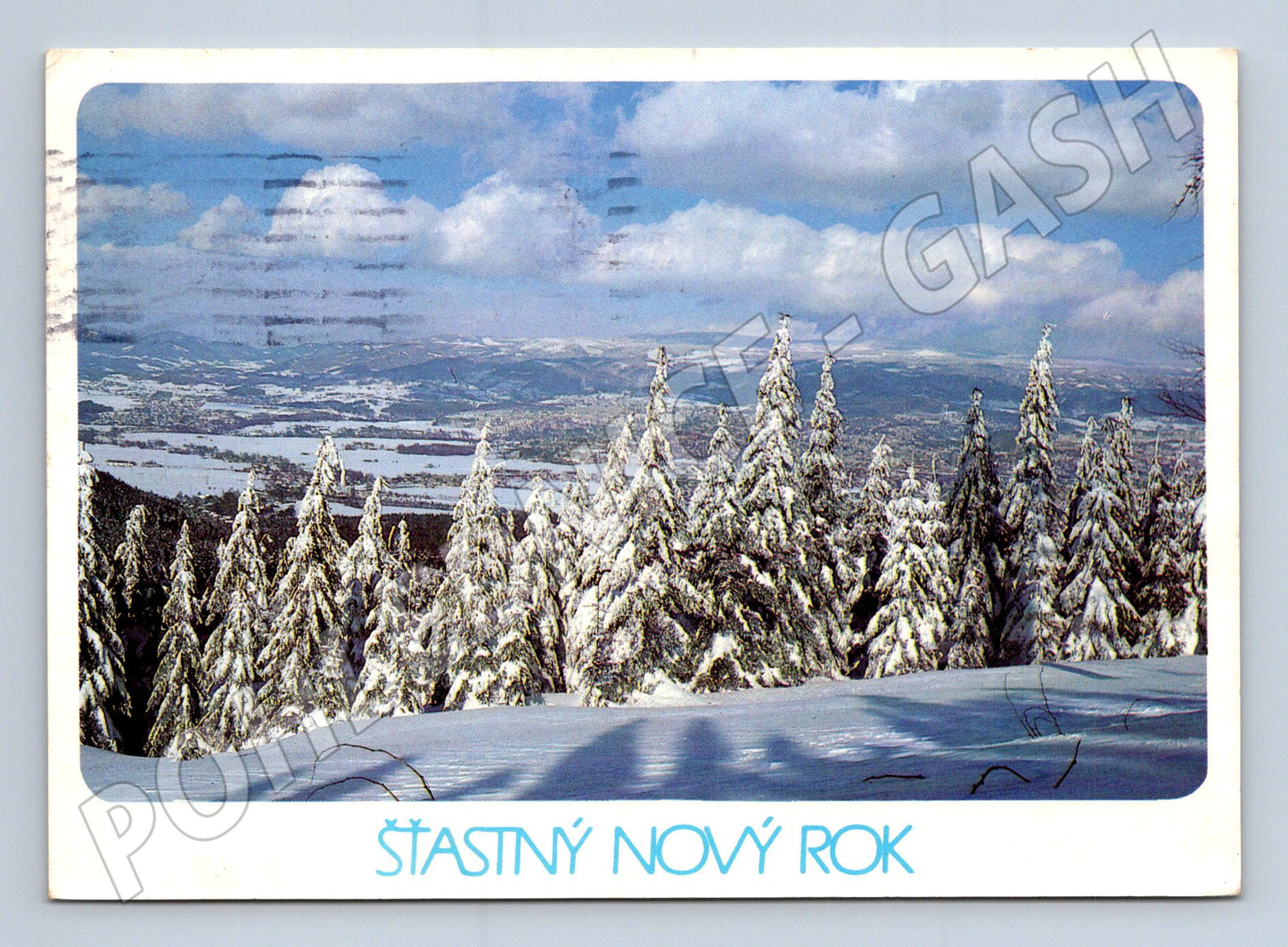 Pohlednice Novoroční zimní krajina 1990 (M27339)