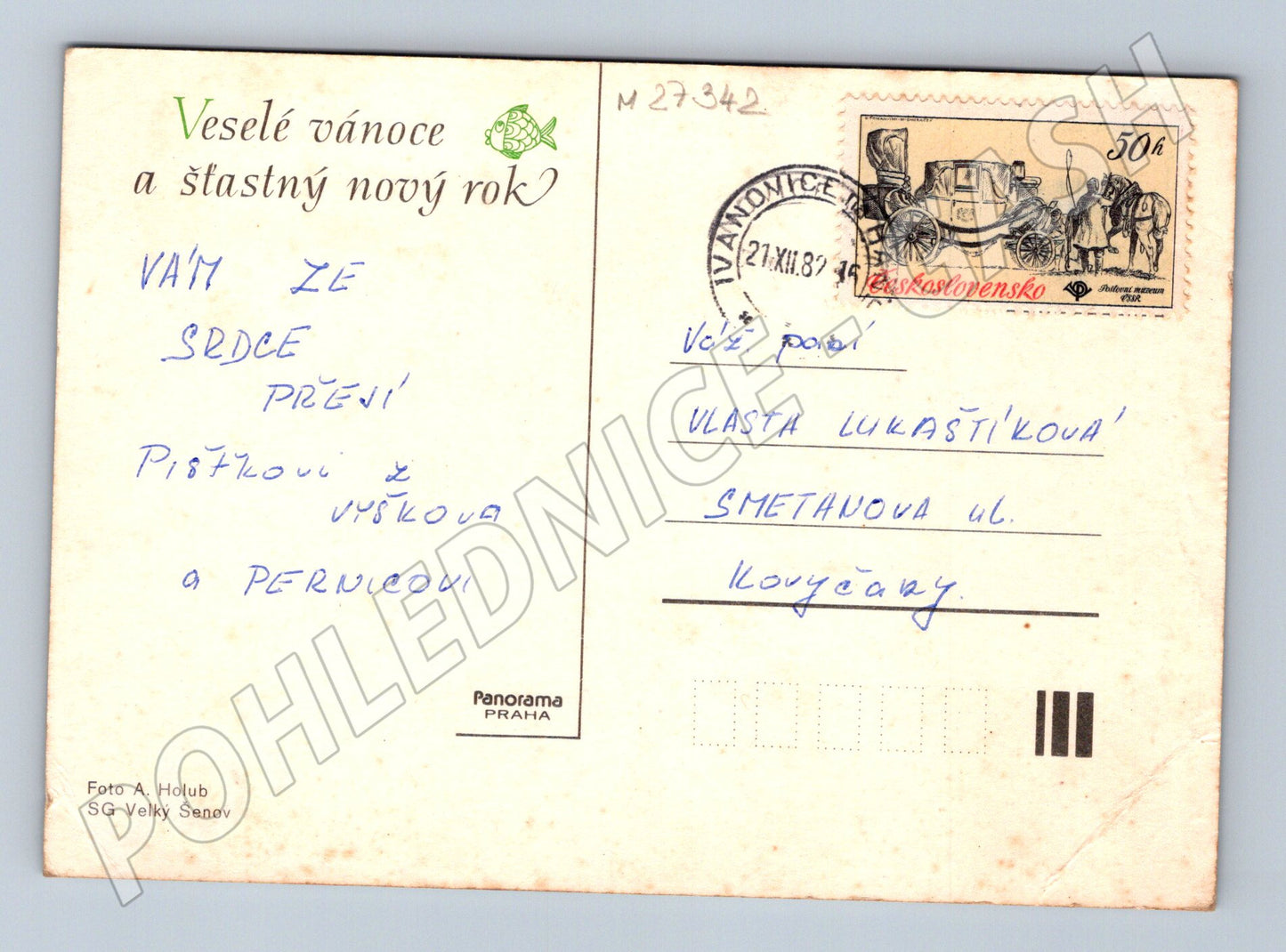 Pohlednice zimní krajina sníh 1937 (M27342)