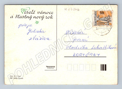 Pohlednice zimní krajina zasněžený strom (M27346)