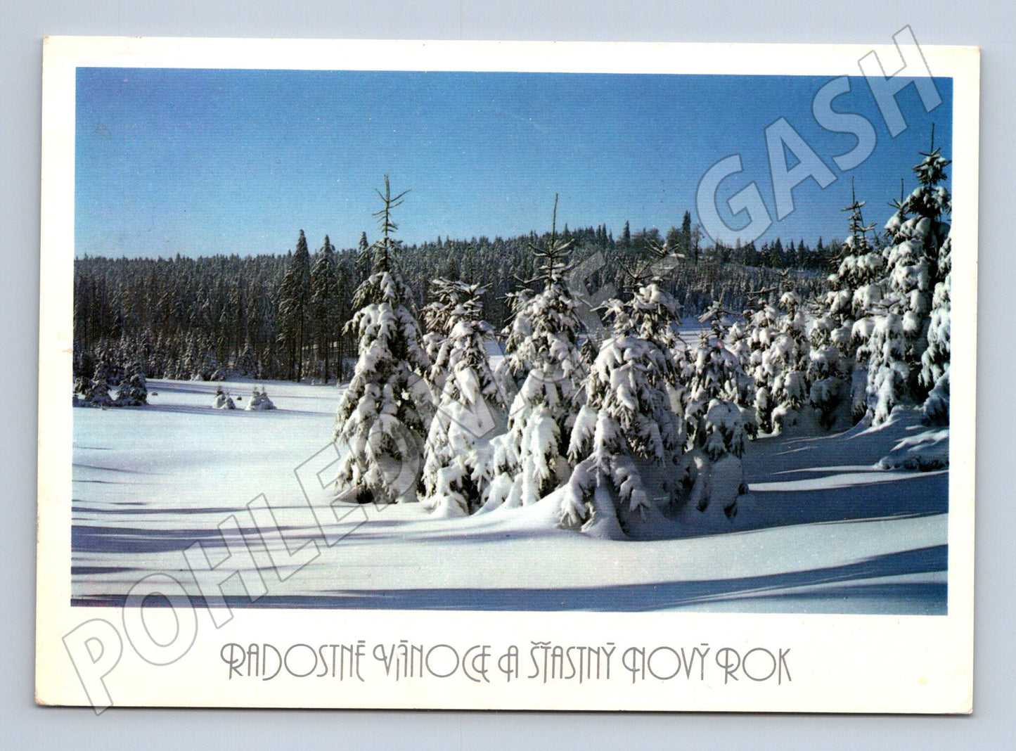 Pohlednice zimní krajina Vánoce Nový rok 1989 (M27347)