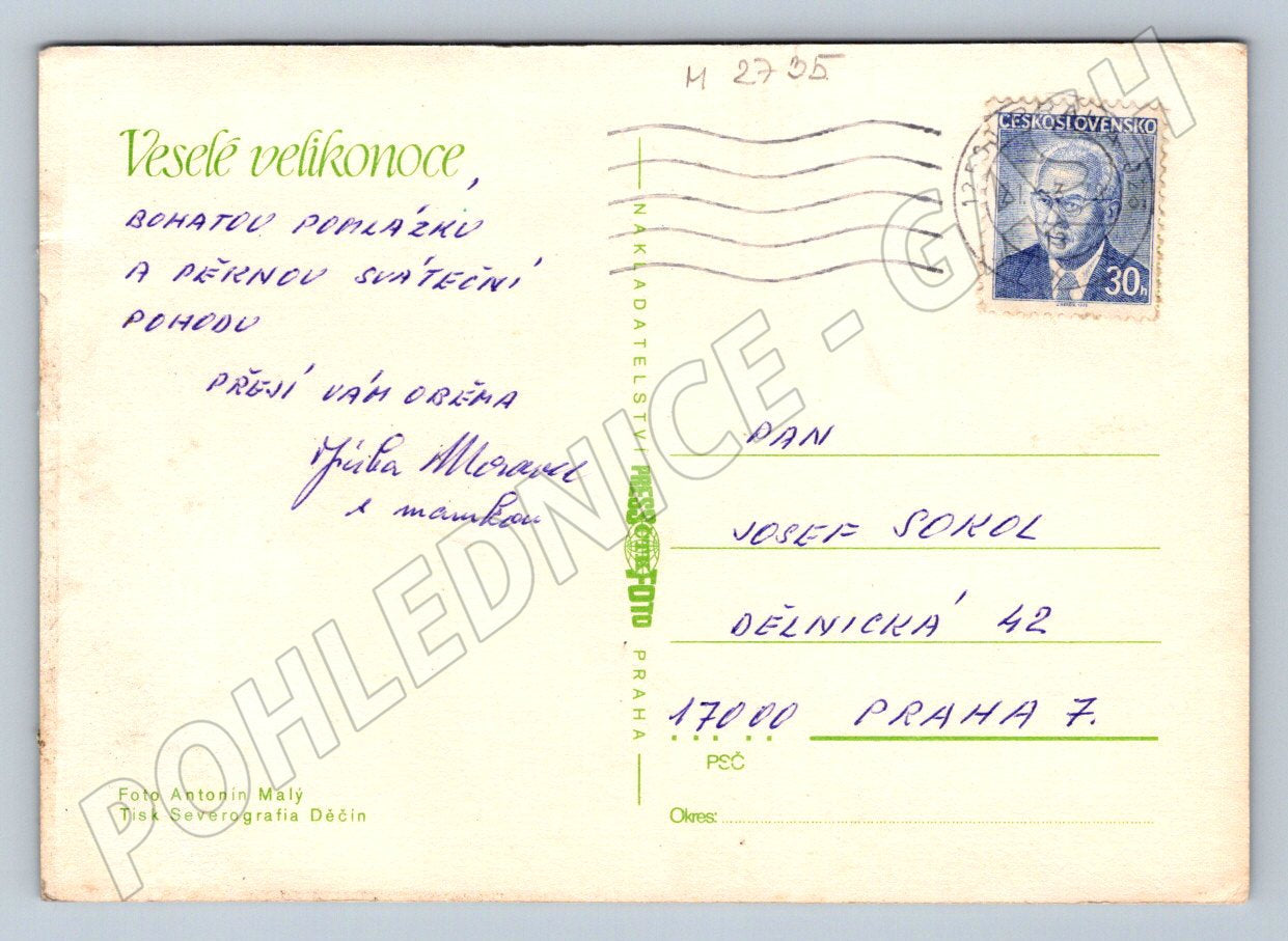 Pohlednice jarní březový les Velikonoce (M2735)