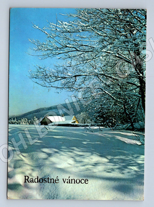 Pohlednice Radostné vánoce zimní motiv 1983 (M27351)