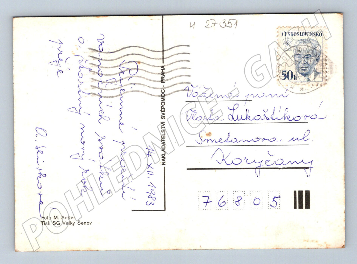 Pohlednice Radostné vánoce zimní motiv 1983 (M27351)