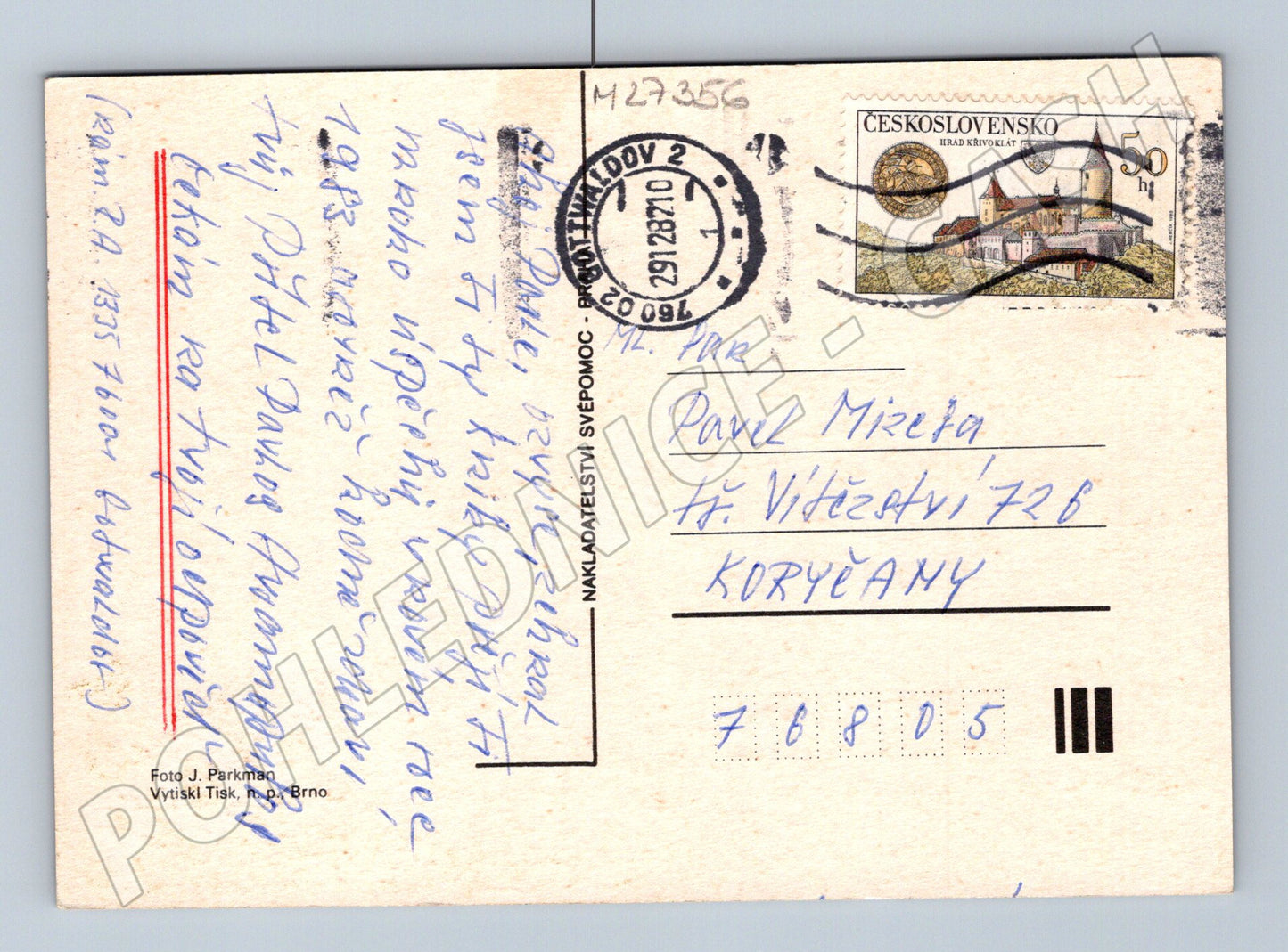 Pohlednice Vánoční zimní krajina 1981 (M27356)