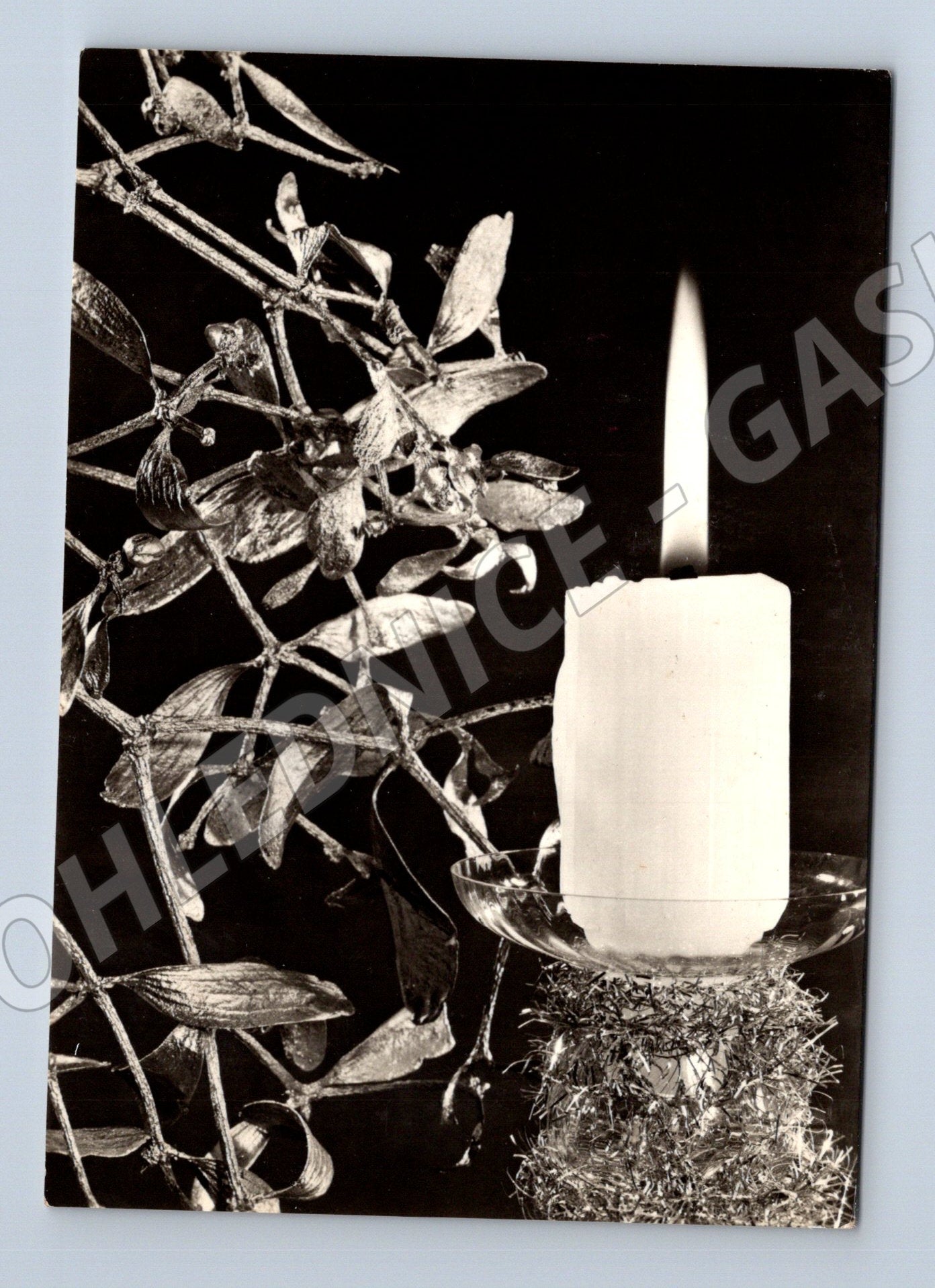 Pohlednice Vánoční jmelí svíčka 1953 (M27359)
